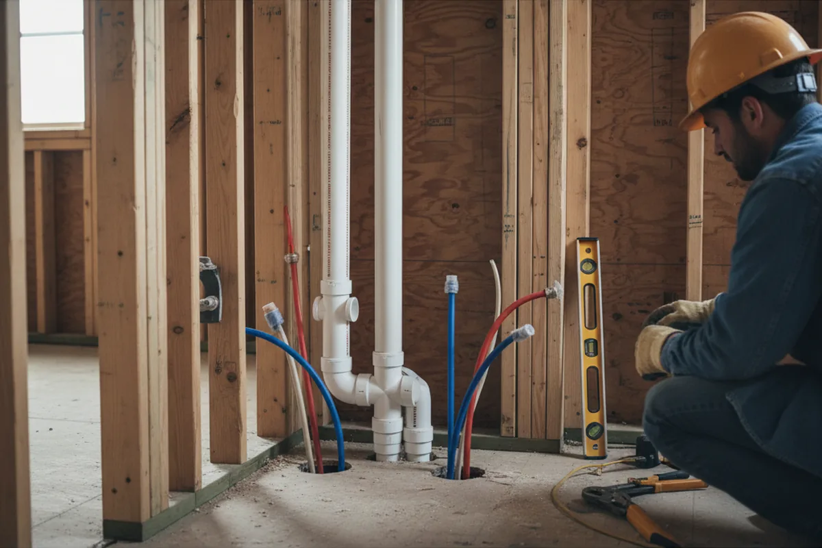 Drain and supply rough-in during Sump Pump Repair in Glenbrook