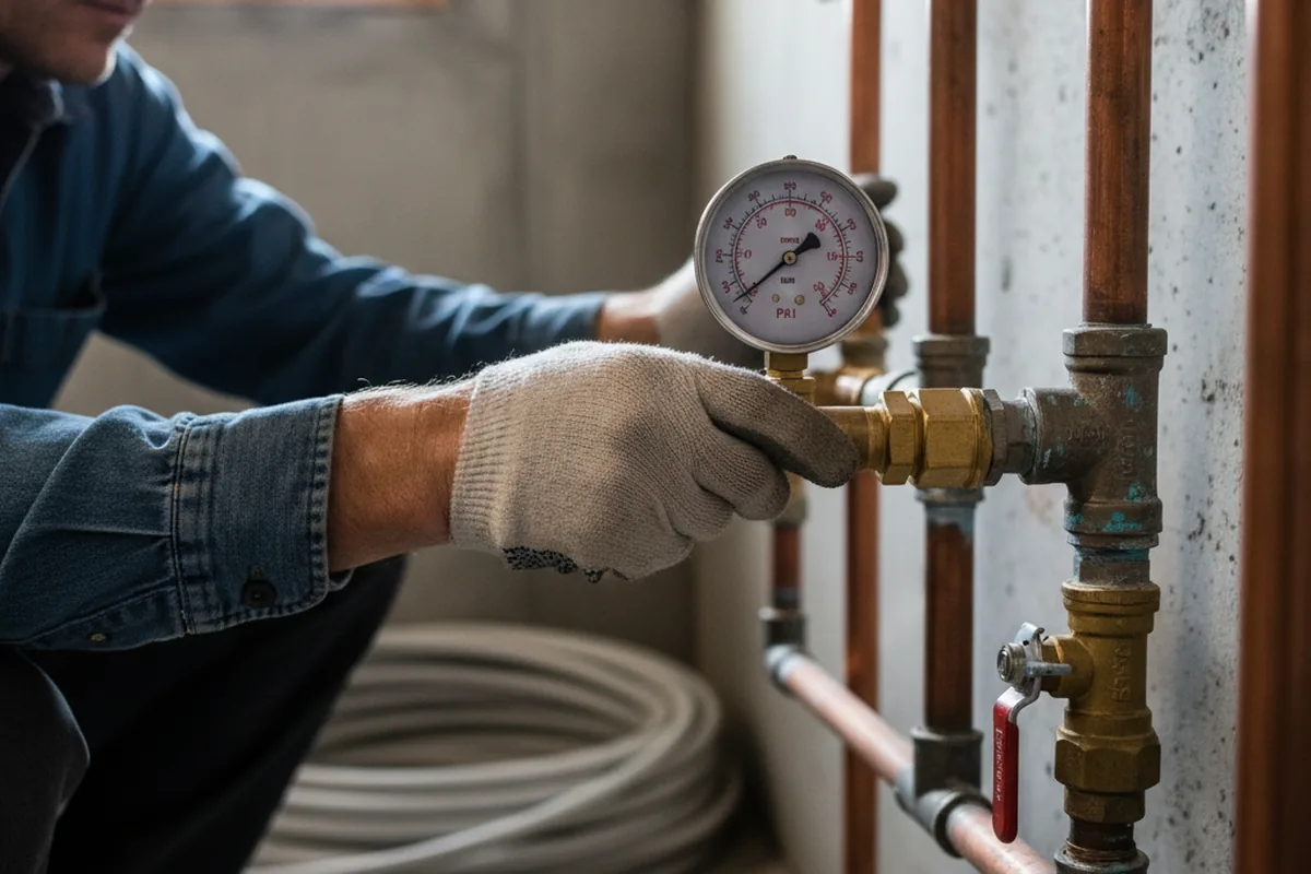 Pressure testing a repaired line during Water Line Repair in Glenbrook